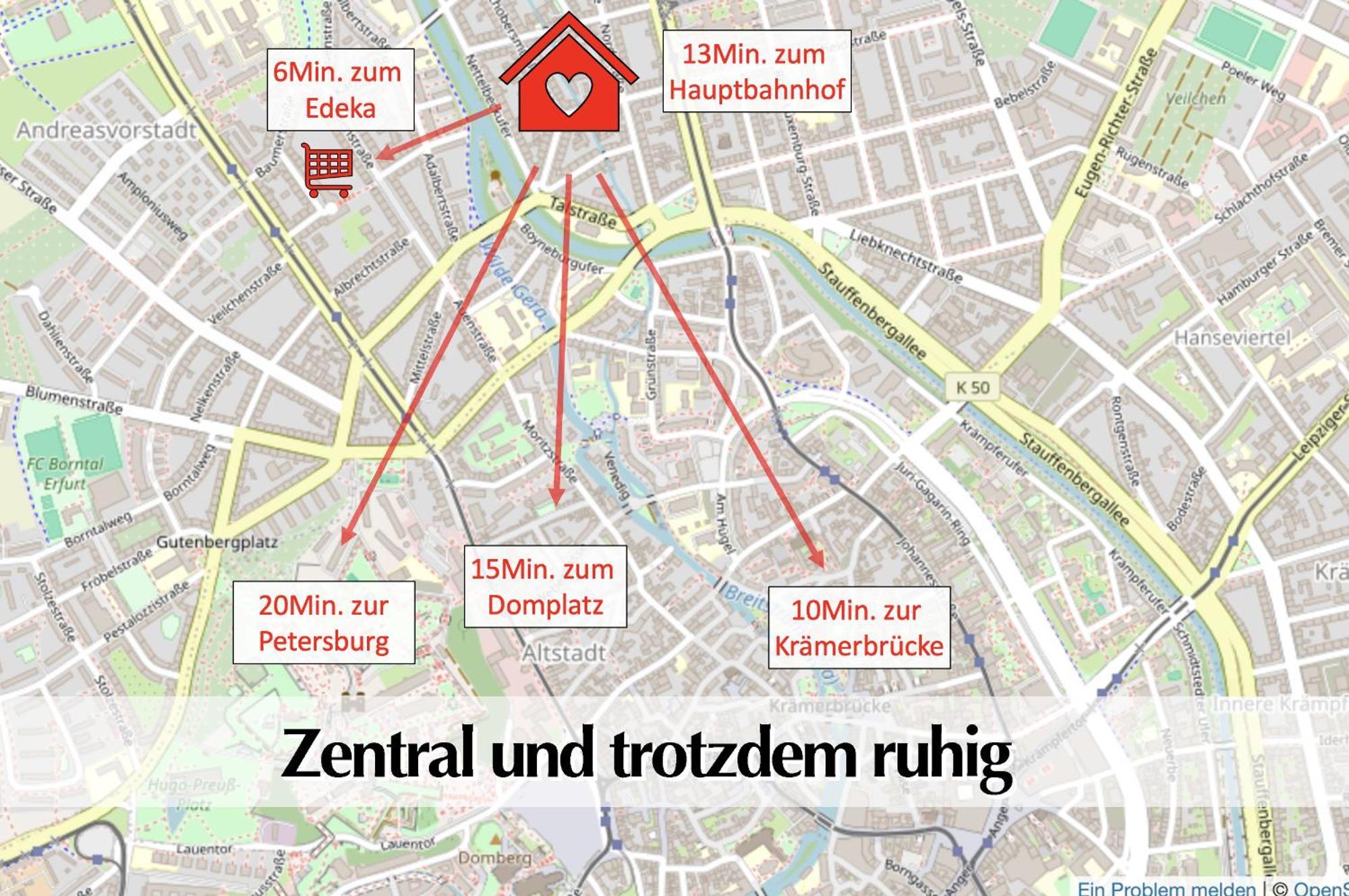 Stadtperle Am Plaetschernden Wasser - 50M2 2R Malerische Fewo In Top Lage Erfurt Extérieur photo